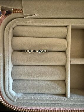 Pandora Silver Ring with Black Marquise Accents